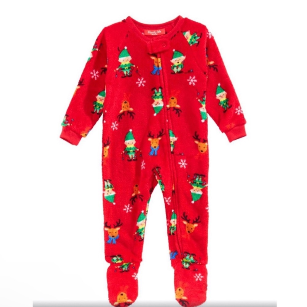 Christmas Footed Elf Reindeer Toddler Pajamas NWT